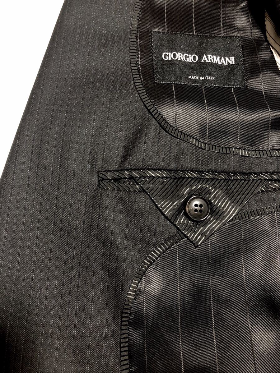 ARMANI アルマーニ 灰ストライプ 55万新品◇48=M◇黒ラベル◇GIORGIO