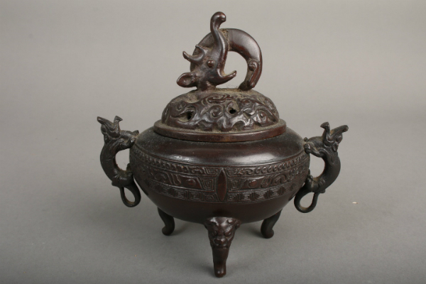 香炉 高岡銅器 銅製 茶道具 新古銅 瑞峰作 獅子 共箱 公式通販 七福神 大