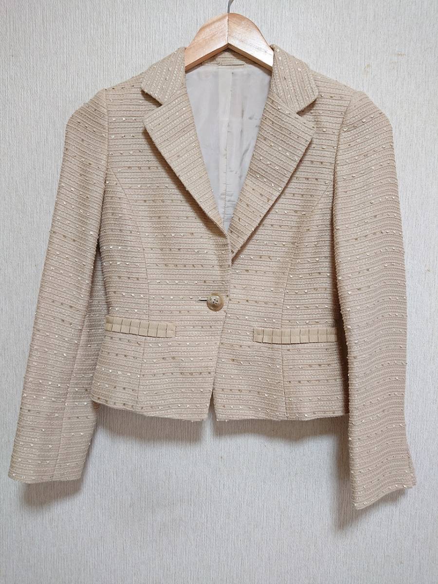 未使用　ANAYI ベージュ テーラードジャケット　アナイ　36 ANAYI アナイ ジャケット テーラード 高級婦人服 レディース ラメ糸