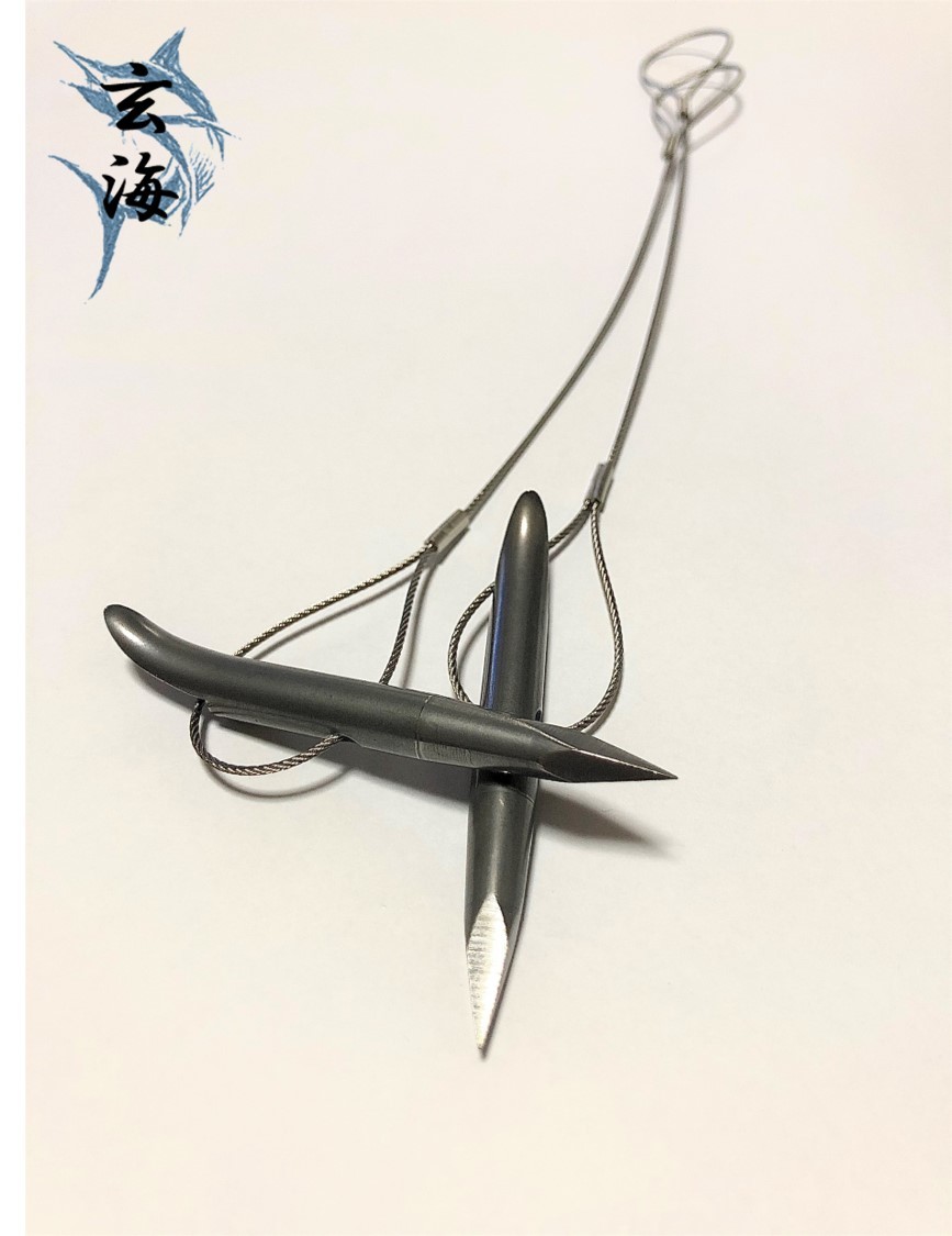 【玄海グループ】超硬度ハガネ ４面カット２本セット/チョッキ銛先/手銛/水中銃/spearfishing/モリ/ダイビング_1
