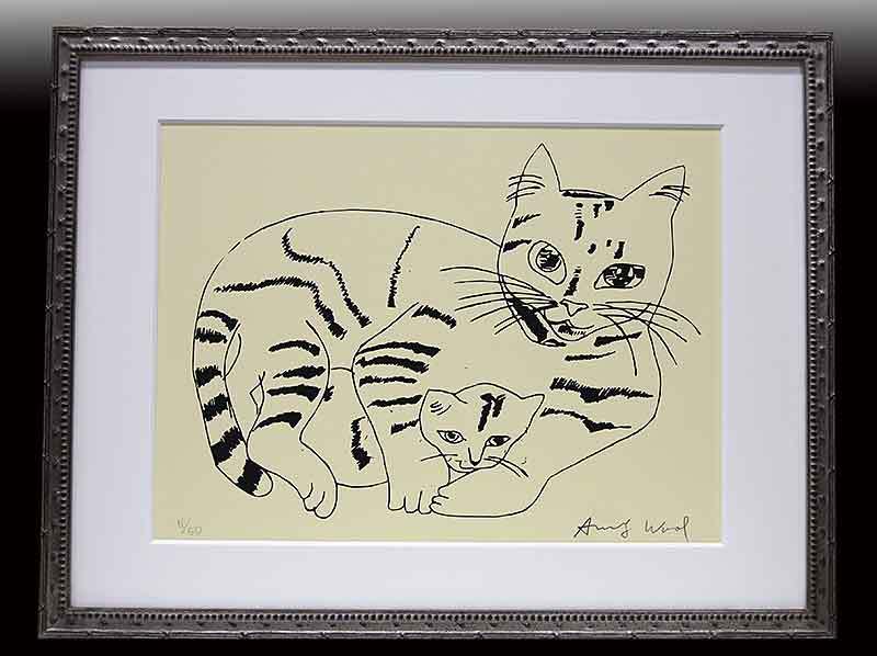 アンディ ウォーホル「Cat and Kitten」シルクスクリーン 証明書付 アンディ・ウォーホル 直筆サイン 証明書 シルク「Cat and Kitten 11
