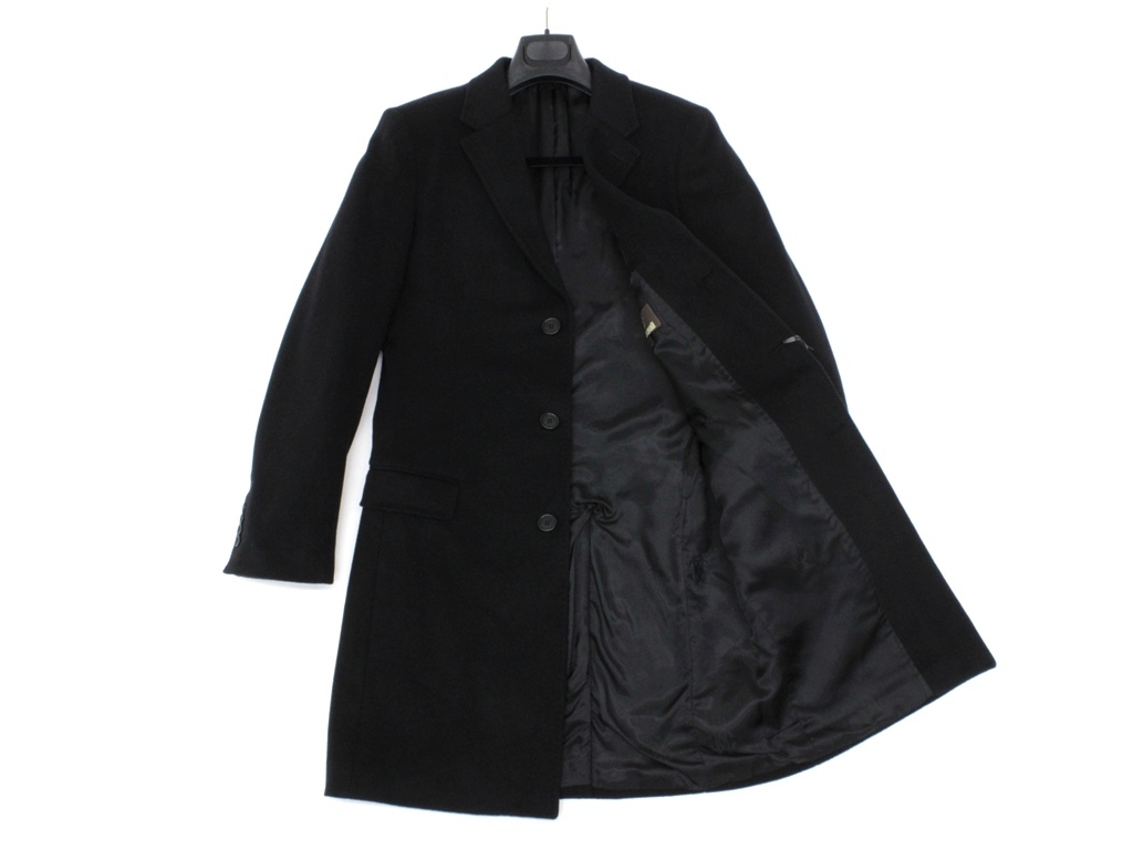 24万新品◇46＝S◇ロベルトカヴァリ黒カシミア混ウールチェスター