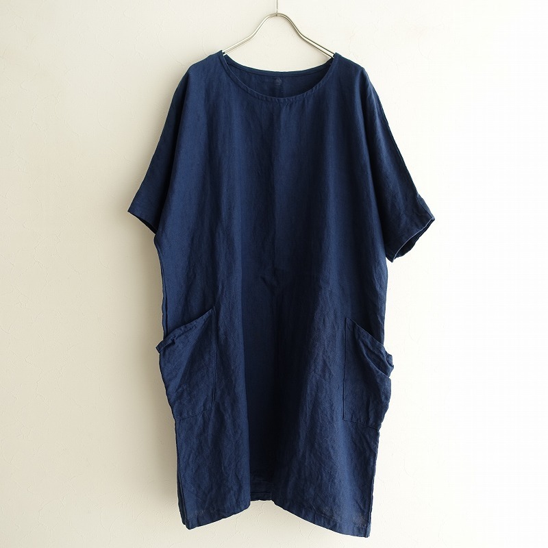 □ヤンマ産業 YAMMA *リネンワンピース*ワイド幅広プルオーバー麻