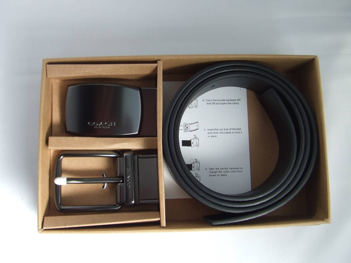 コーチ メンズ COACH カードケース 2点セット 箱 新品 COACH コーチ　４way メンズ リバーシブルベルトセット　バックルｘ２　F55157 ブラックシグネチャー柄/ブラック無地