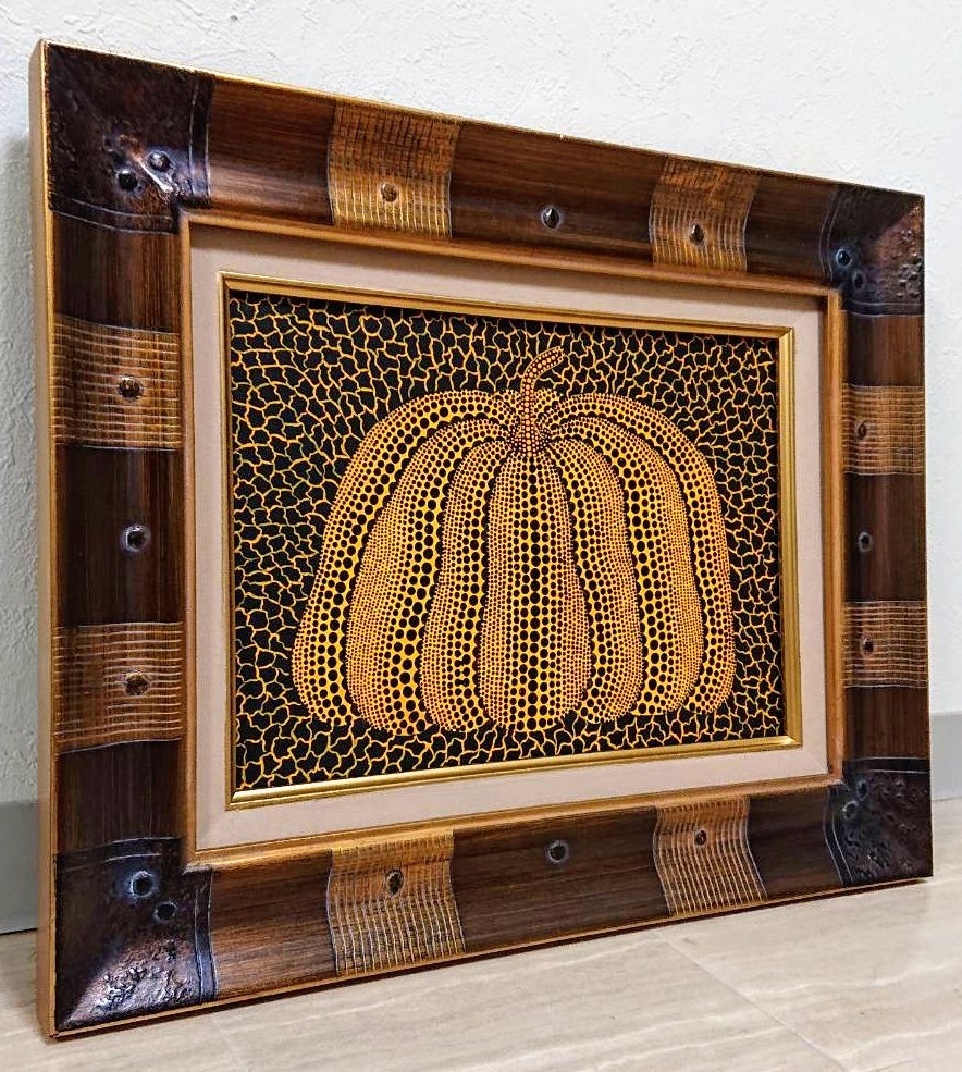 草間彌生肉筆/サイン有/アクリル/油彩/油絵/額縁 F10号草間彌生