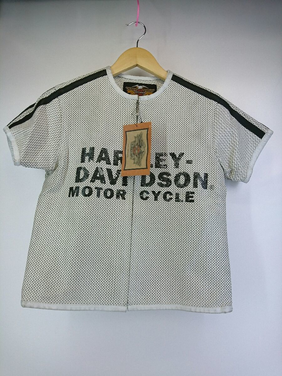 半袖 黒 HARLEY-DAVIDSON Davidson パンチングレザーシャツ - Harley