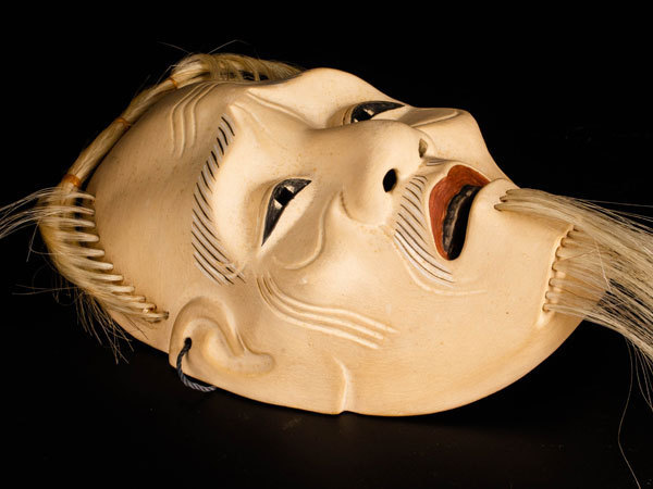 木彫能面 翁面 翁 能楽 能 狂言 在銘 日本美術 847 翁 能楽 在銘 箱