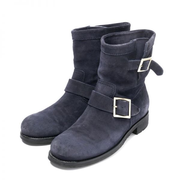  GC4728 イタリア製 ジミーチュウ JIMMYCHOO YOUTH 37.5/24cm相当 スエードレザー エンジニアブーツ ショートブーツ 靴 ネイビー(靴)｜売買されたオークション情報、yahooの商品情報をアーカイブ公開 - 靴