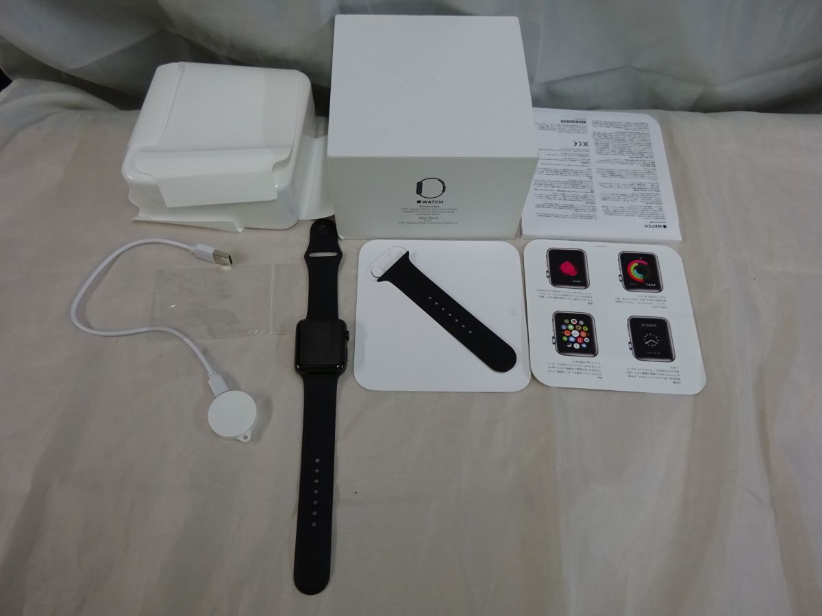 高品質，正規品 FG800 アップル Apple Watch 42mm スペースブラックステンレススチールケースとブラックスポーツバンド MLC82J/A A1554 動作可能(スマートウォッチ本体)｜売買されたオークション情報、yahooの商品情 スマートウォッチ本体