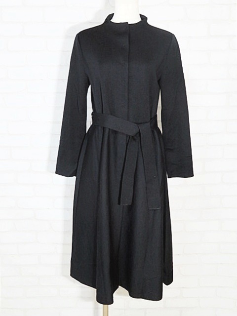 ☆美品☆Sybillaシビラ/ウール素材ベルト付きロング丈ニットコート：M/黒