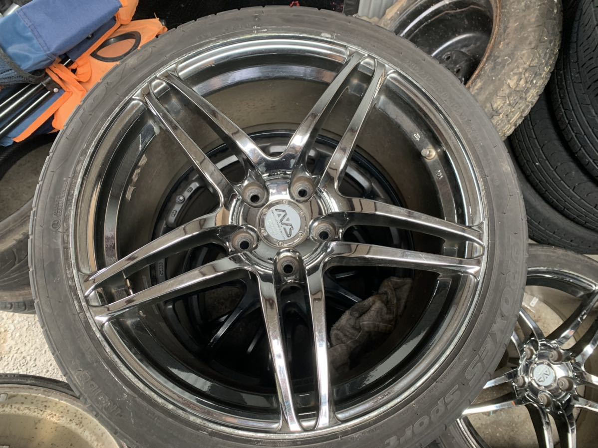 希少 AVS モデル5 メッキ 18インチ 4本 114.3 8j +38 9j +45メッキ剥有