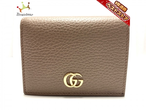 グッチ GUCCI 2つ折り財布 456126 GGマーモント レザー ピンクベージュ