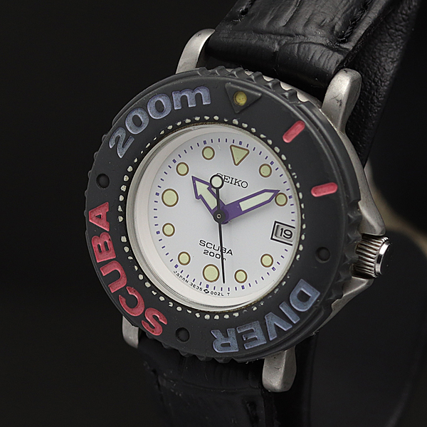 1円☆稼動品【SEIKO/セイコー】スキューバ ダイバー200M デイト 3E35 