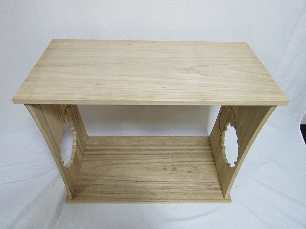 O302910 【 茶道具 祥峯棚 指物師 渡辺 可映 桐 棚 紙箱付 】 検) お