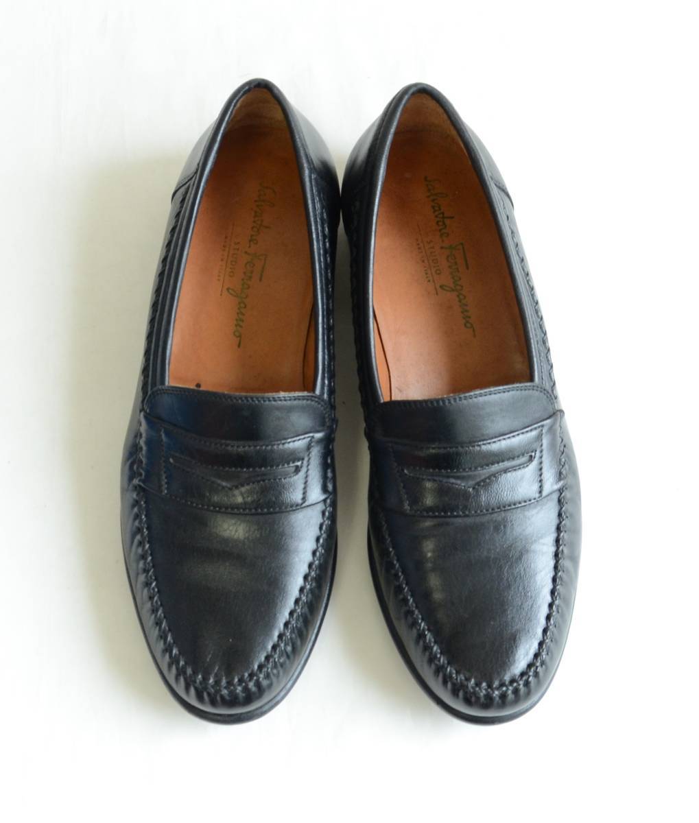 フェラガモ 黒 8，5 D Ferragamo フェラガモ Salvatore リボン