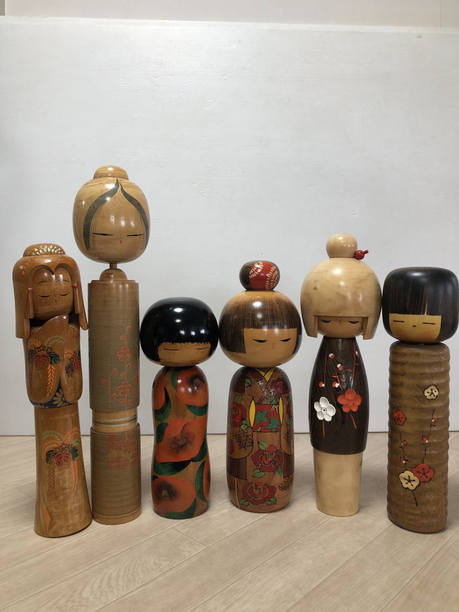 創作こけし 6体まとめて 伝統工芸 こけし 創作こけし 現代こけし 人形 6体まとめ 在銘 卯三郎