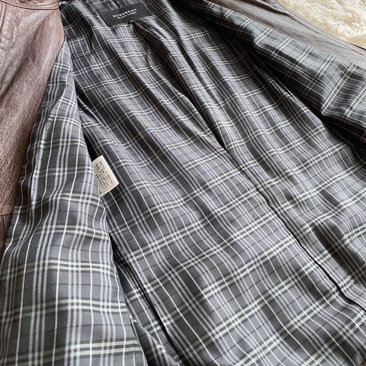 バーバリーブラックレーベル　レザージャケット　ラムレザー　ベージュ　М　三陽商会 バーバリーブラックレーベル BURBERRY BLACK LABEL テーラード
