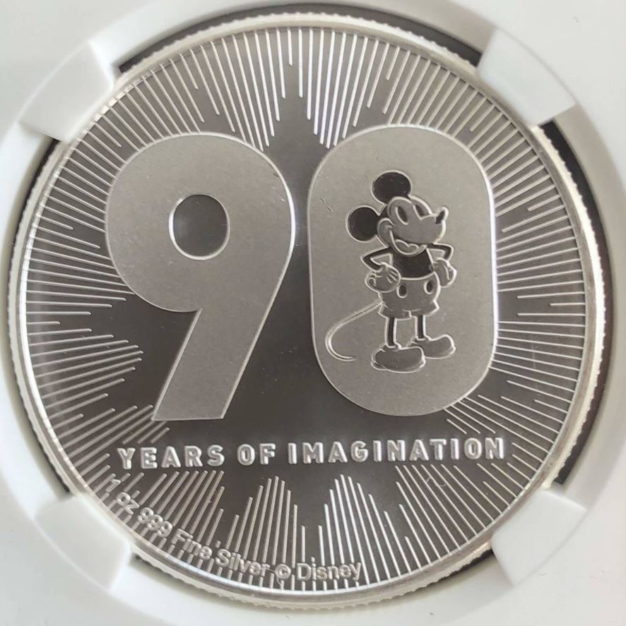 2018年 ミッキーマウス 2ドル 銀貨　ニウエ ミッキーマウス90周年記念コイン 2018年 ニウエ 2ドル銀貨 NGC鑑定済