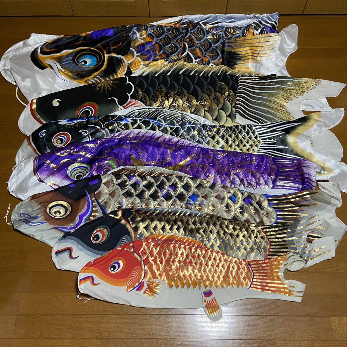 中古 鯉のぼり① 5m 金彩 こいのぼり 3色+吹流し こどもの日 節句