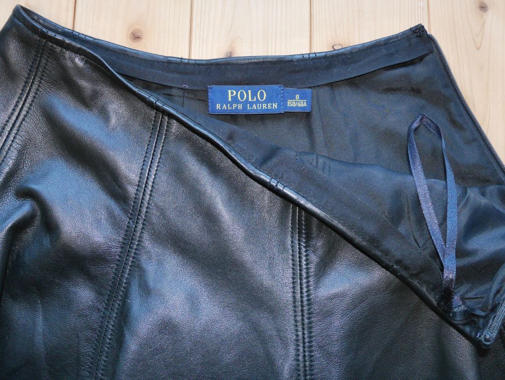 ラルフローレン ラムレザースカート 羊革スカート 本革スカート シルク  