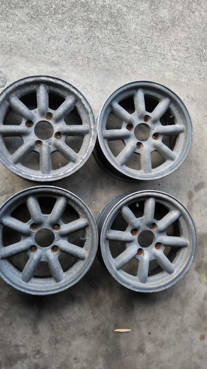 ブラックレーシングホイール　114.3 14インチ6.5J+25 4本　旧車 114.3 旧車 ブラックレーシングホイール 14インチ6.5J+25 4本