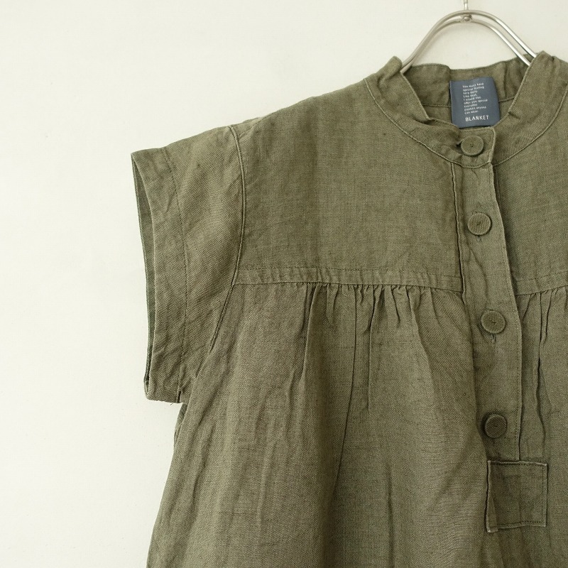 ブランケット Blanket スタンドカラーショートスリーブワンピース Fドレス麻グリーンカーキレディース09 Mサイズ 売買されたオークション情報 Yahooの商品情報をアーカイブ公開 オークファン Aucfan Com
