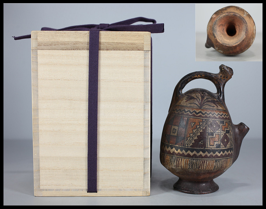【格安，人気セール】 C3583 古代インカ 彩陶幾何学文水注 土器 発掘品／箱付 ＾－＾(土器)｜売買されたオークション情報、yahooの商品情報をアーカイブ公開 - オークファン 土器