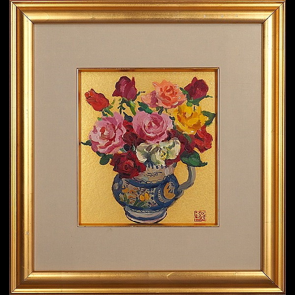 絵画 安井曽太郎 春の湖 油彩 油絵 風景画 AntiqueCollection Art