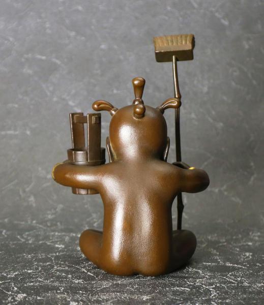 真作】【WISH】籔内佐斗司「こぼすなさま」ブロンズ 金彩 共箱 高さ