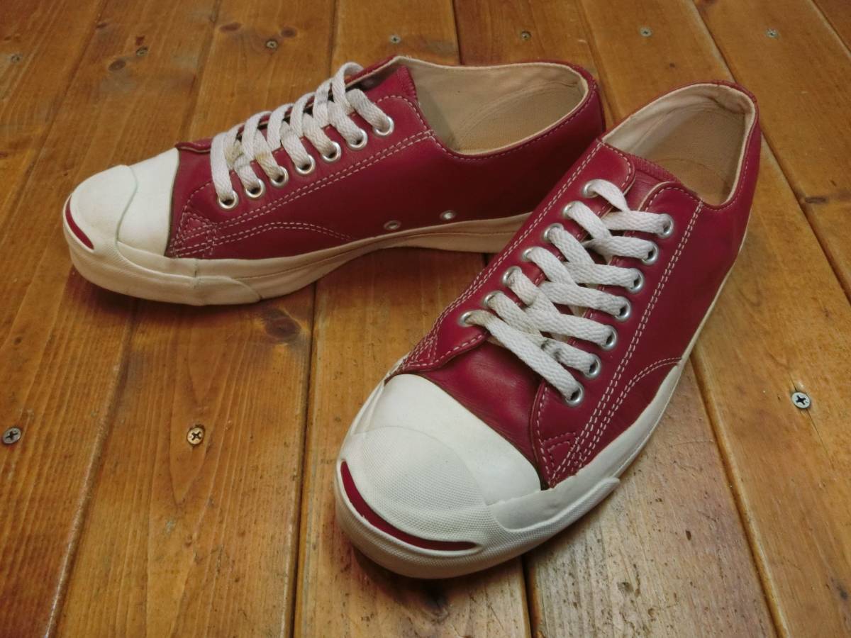 90s USA製 コンバース ジャックパーセル レザー レッド 赤 71/2/JA478