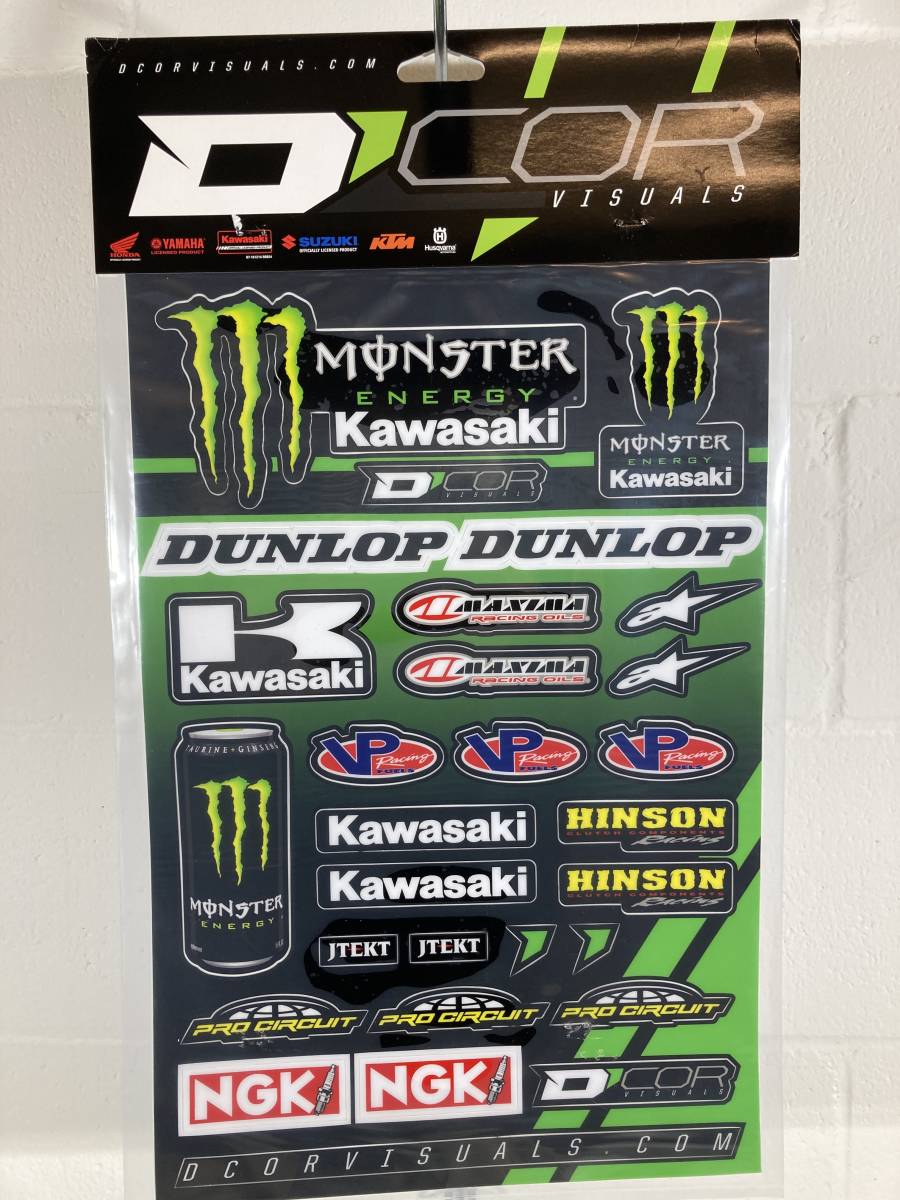D'COR モンスターエナジー カワサキ ロゴ ステッカー デカール MONSTER ENERGY KAWASAKI RACING DECAL SHEET 29枚セット 新品未使用 Kawasaki ステッカー モンスターエナジー モンスターエナジー×Kawasakiマーク&frasl;Ninja 2枚セット のパーツレビュー