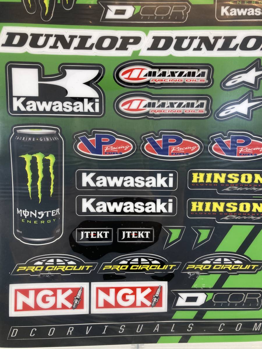 D'COR モンスターエナジー カワサキ ロゴ ステッカー デカール MONSTER ENERGY KAWASAKI RACING DECAL SHEET 29枚セット 新品未使用 Kawasaki ステッカー モンスターエナジー モンスターエナジー×Kawasakiマーク&frasl;Ninja 2枚セット のパーツレビュー