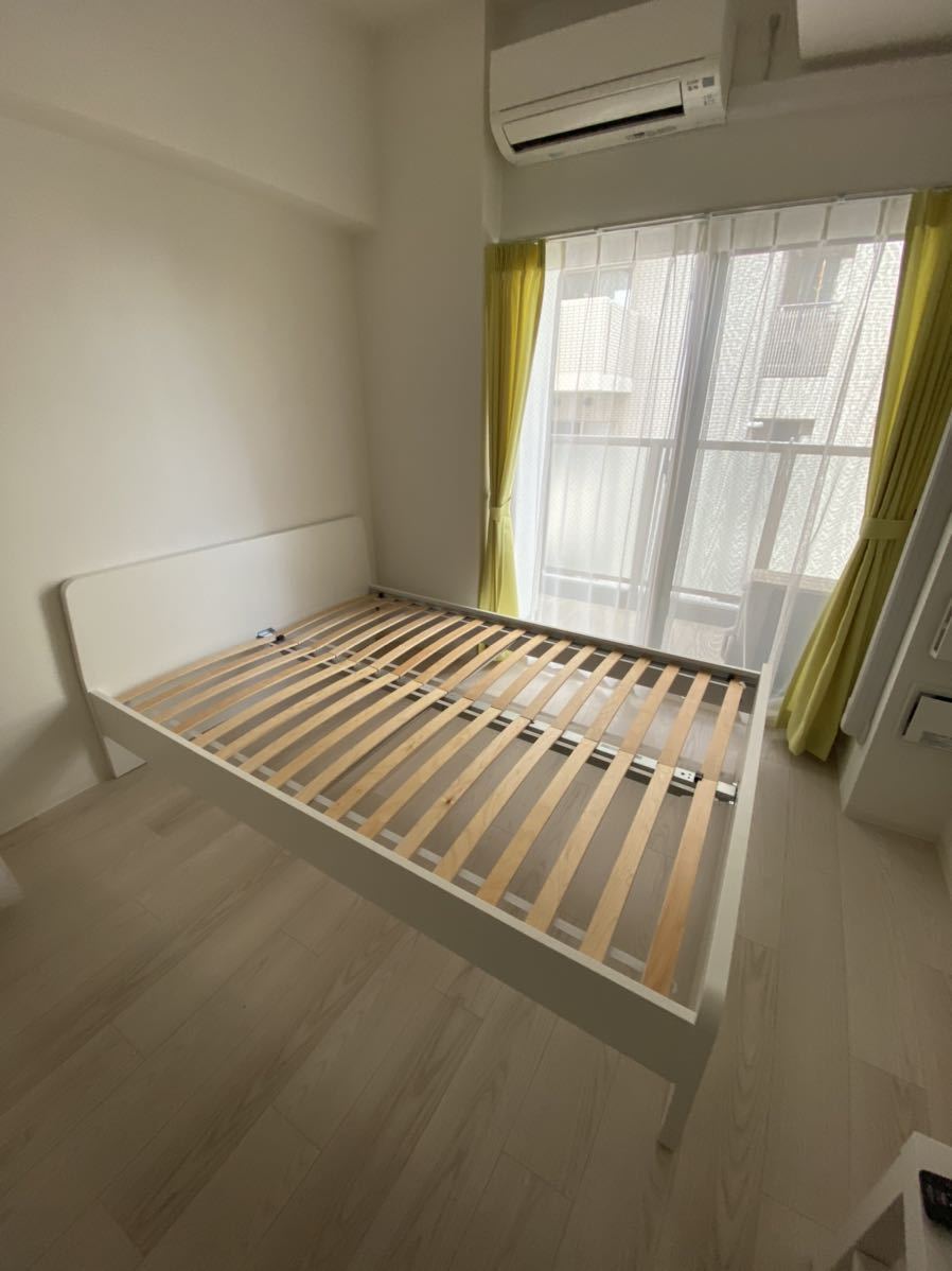 ☆新品未使用☆IKEA ASKVOLL☆イケアアスクヴォル☆ダブルベッド☆ホワイト☆HAFSLO140×200マットレスセット☆管理番号411