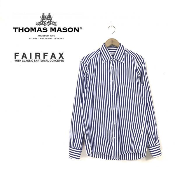 SALE，大人気 F1142-O 日本製 THOMAS MASON &times; FAIRFAX トーマスメイソン フェアファクス ワイシャツ sizeL ブルー 青 ホワイト 白 ストライプ 綿100%(Lサイズ)｜売買されたオークション情報、yahooの商品情報をアー ドレスシャツ、ワイシャツ