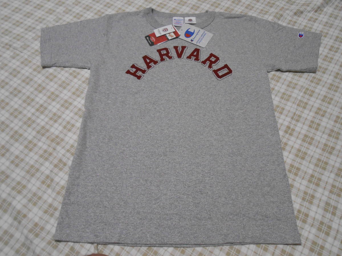 新品！USA製！チャンピオン　ヘビーウエイト　T1011　Tシャツ　ハーバード大学　グレーｘ染み込みプリントｘマルーン　M　アメリカ製