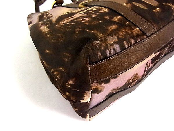 1円□美品□ PRADA プラダ KPB135 テスートナイロン×レザー トート 