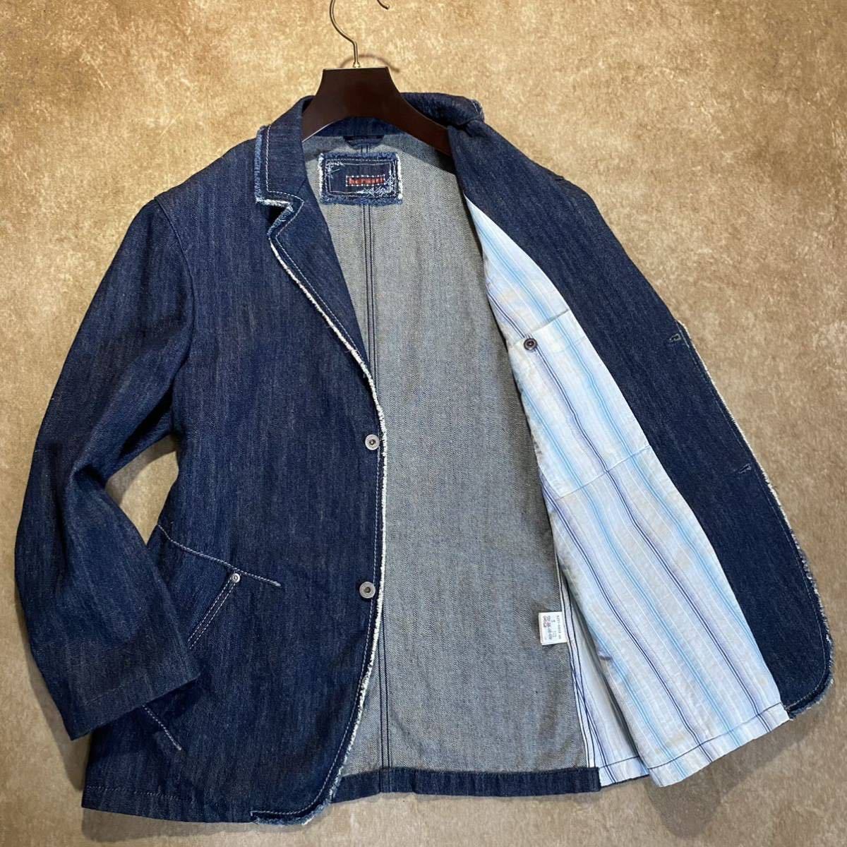 新品✨バラシ barassi テーラードジャケット　ペイズリー　麻×綿　L ラグジュアリーな佇まい☆バラシ:barassi『切りっぱなし仕上げ