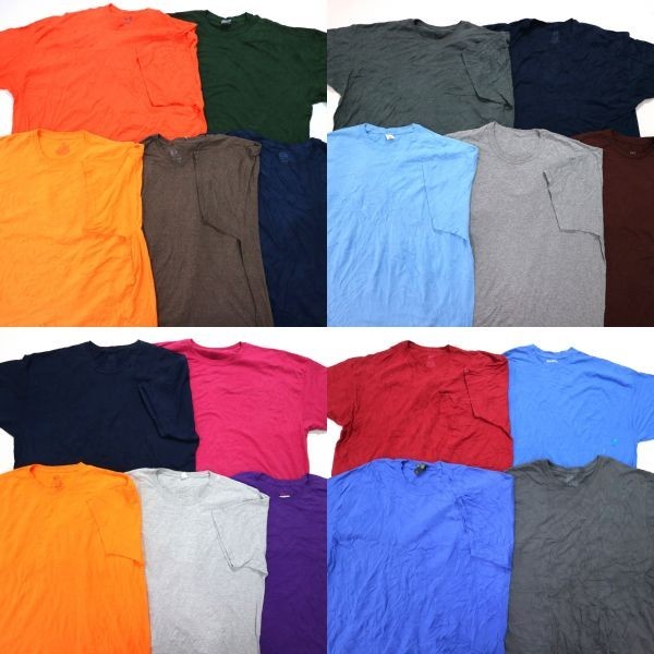 ◎半袖 カラー 無地Tシャツ set ビビットカラー プレーン シンプル 他 (2XL~4XL) 19枚 まとめ USA古着卸 1円スタート 最落なし MD6061