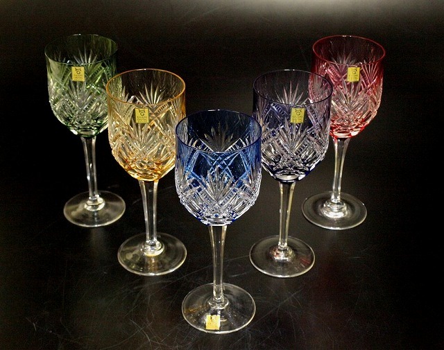 カガミクリスタル サンクラール ロックグラス 5色セット（切子 江戸