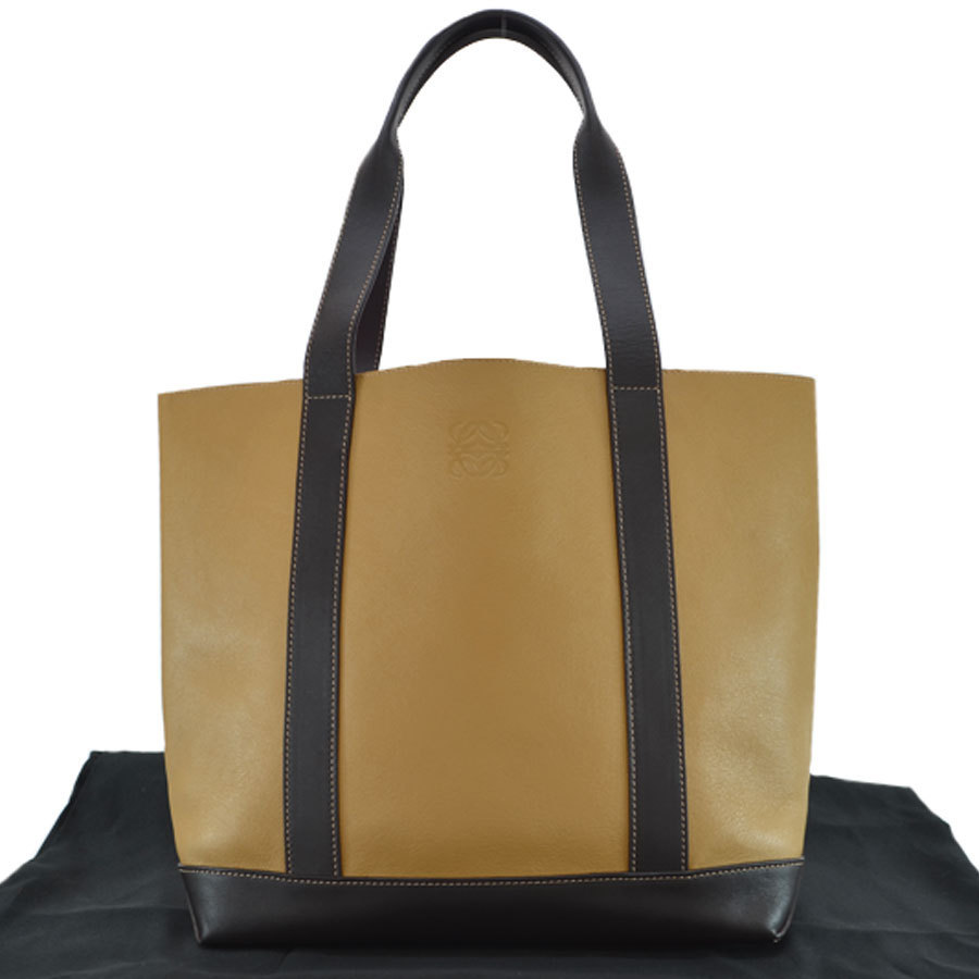  LOEWE ロエベ ショルダーバッグ レザー ライトブラウンxダークブラウン y14826(トートバッグ)｜売買されたオークション情報、yahooの商品情報をアーカイブ公開 - オークファン 女性用