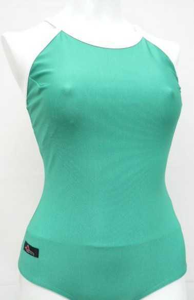 新品・5L・トップエースクラレブランド　Ｔバック型女子スクール水着(グリーン×白)