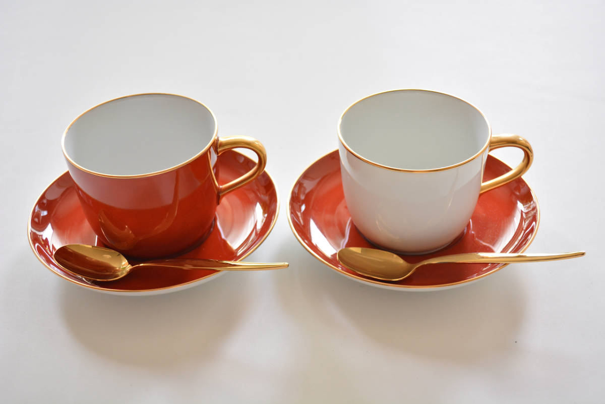 大倉陶園 × ノリタケ 色蒔き カップ&ソーサー 2客(ノリタケ 大倉陶園 × ノリタケ 色蒔き カップ&ソーサー 2客(ノリタケ