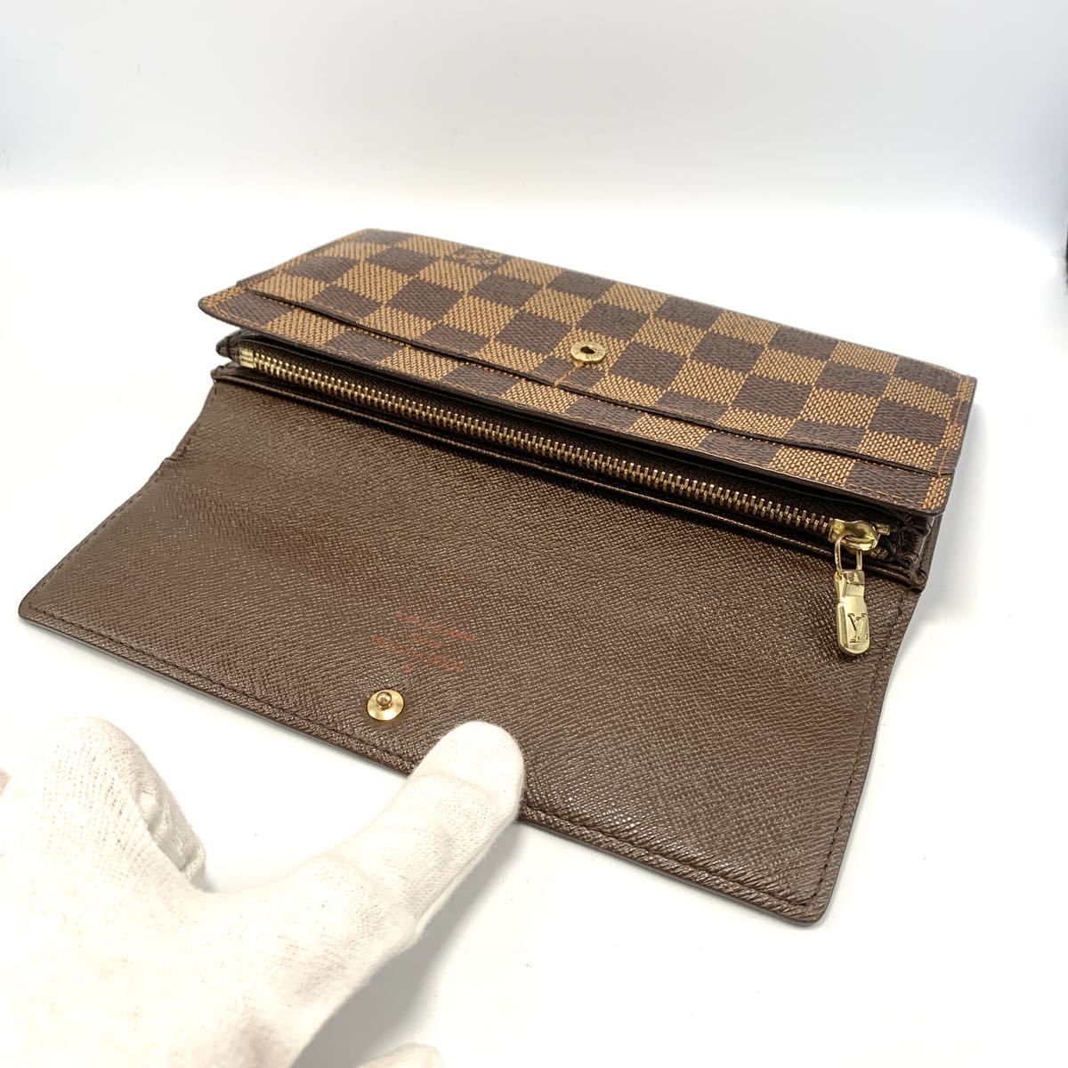 LOUIS VUITTON ルイヴィトン ダミエ　サラ　二つ折り　長財布　茶色 1円 LOUIS VUITTON ルイヴィトン ダミエ ポルトフォイユ サラ ZIP 2