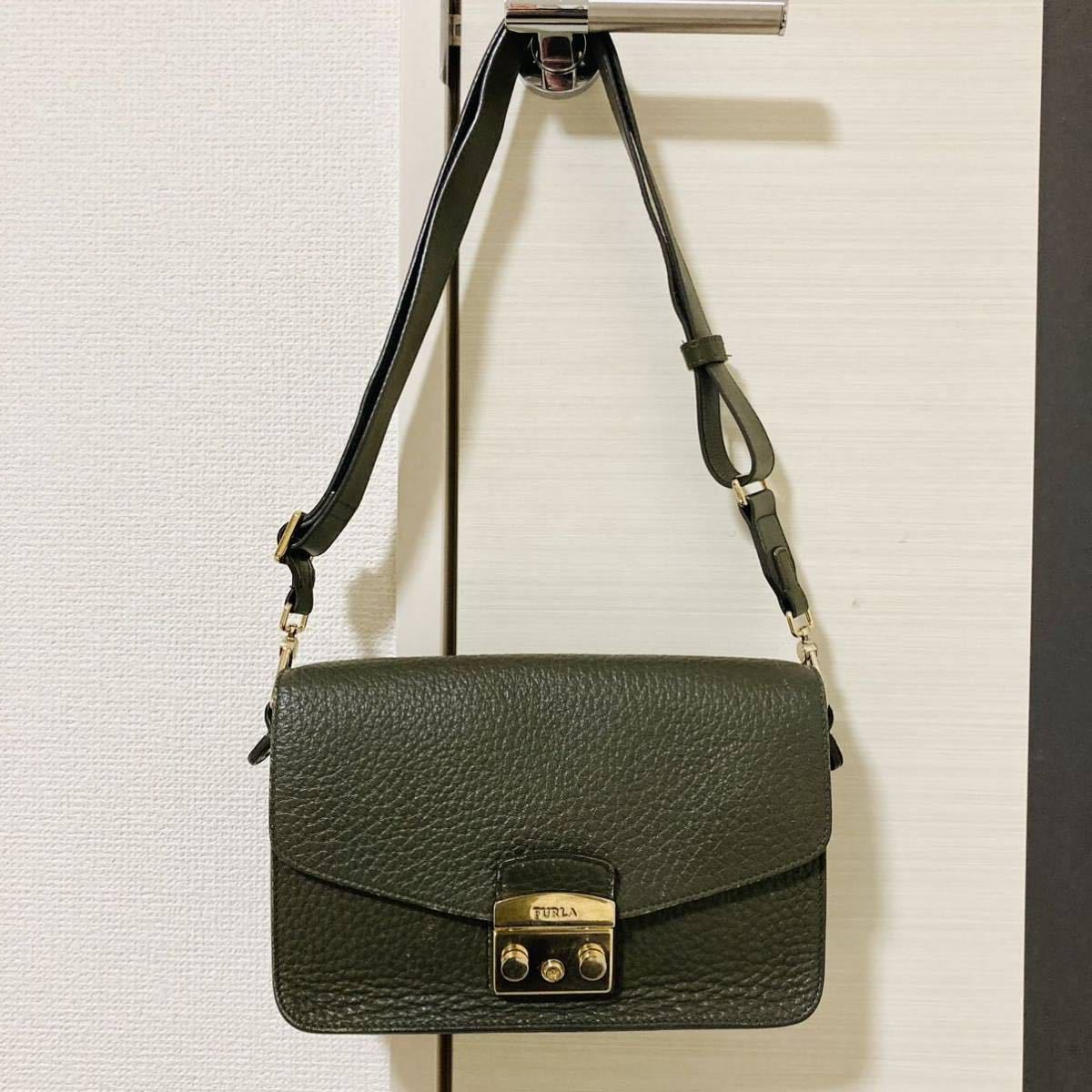☆即決☆ FURLA フルラ ショルダーバッグ 2way オールレザー 革 モス 