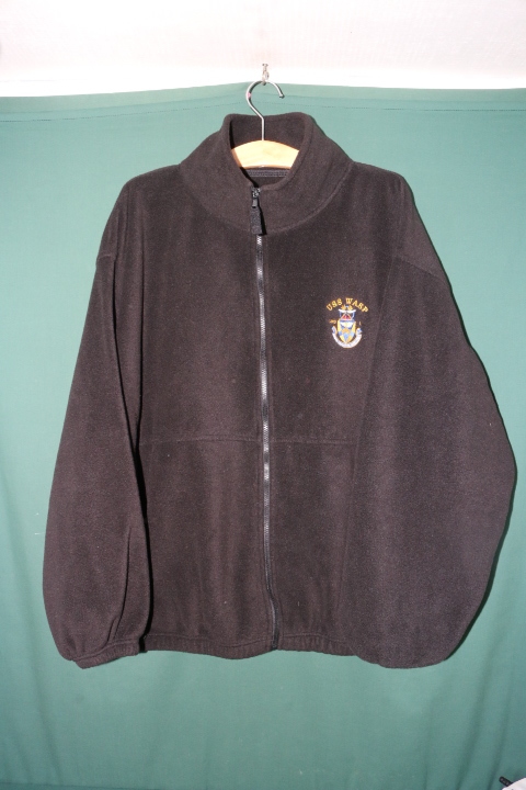 ★ 防寒グッズフェア ★ 沖縄米軍使用 USS WASP 刺繍入り SIERRA PACIFIC ブラックカラー フルジップフリース 2XL 良品 装備用 防寒用