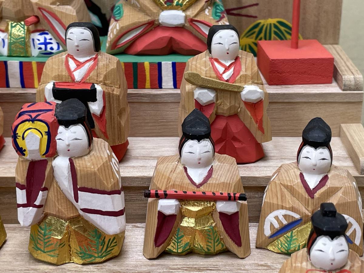 μR7 奈良一刀彫 春日有職 瀬谷桃源作 雛人形 五段飾り ひな人形 ひな祭 