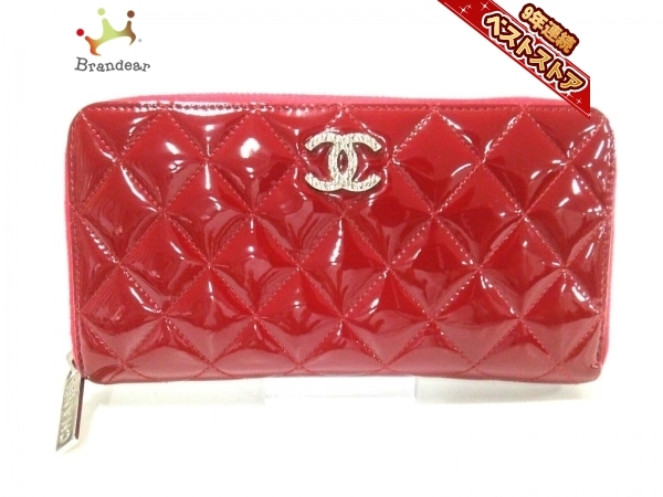 シャネル CHANEL 長財布 マトラッセ エナメル（レザー） ボルドー 