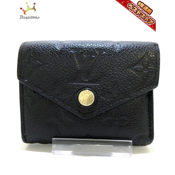 ルイヴィトン LOUIS VUITTON 3つ折り財布 M62935 ポルトフォイユキュリユーズコンパクト モノグラム・アンプラントレザー ノワール SP1159