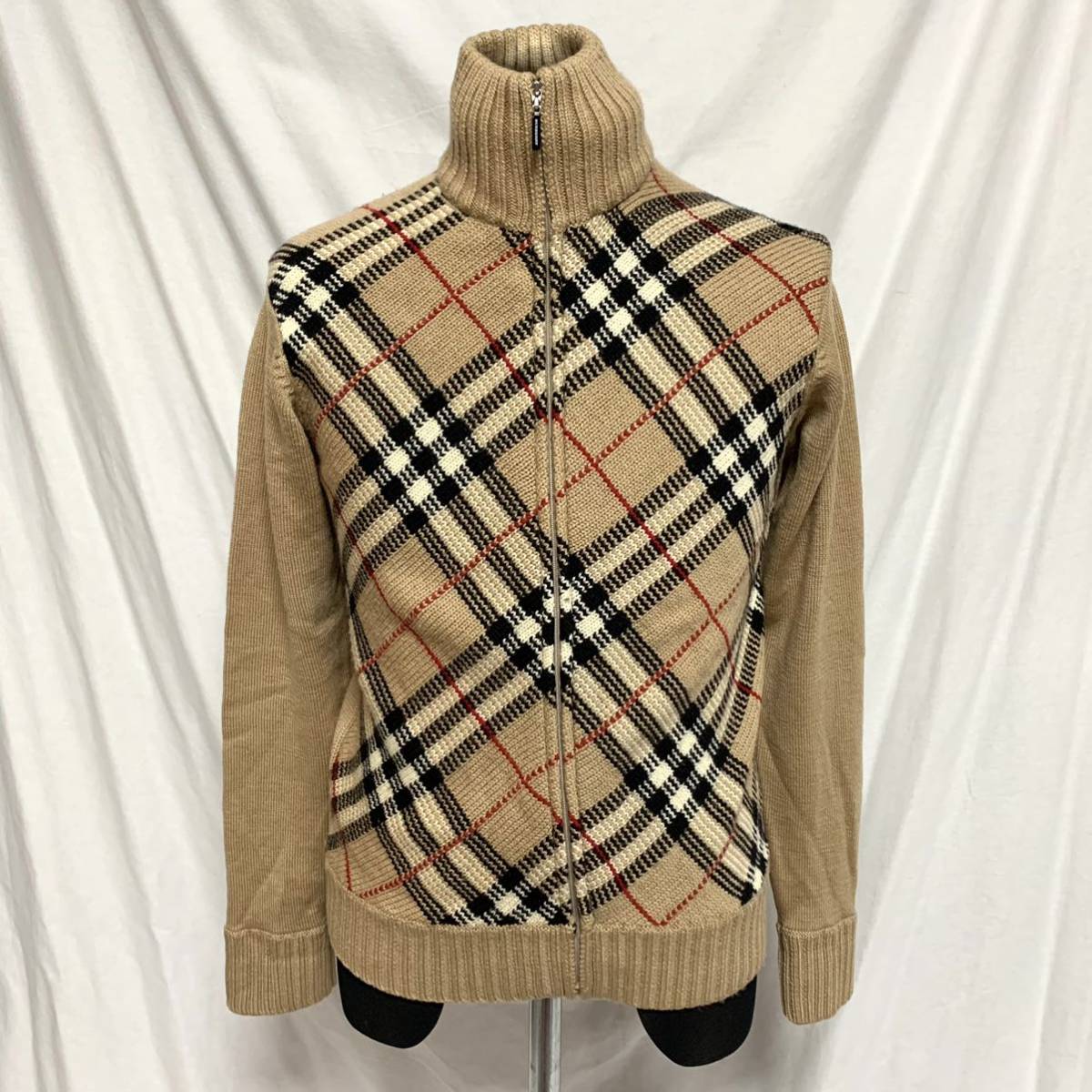 BURBERRY GOLF バーバリー ゴルフ ウール チェック柄 ジップアップ 