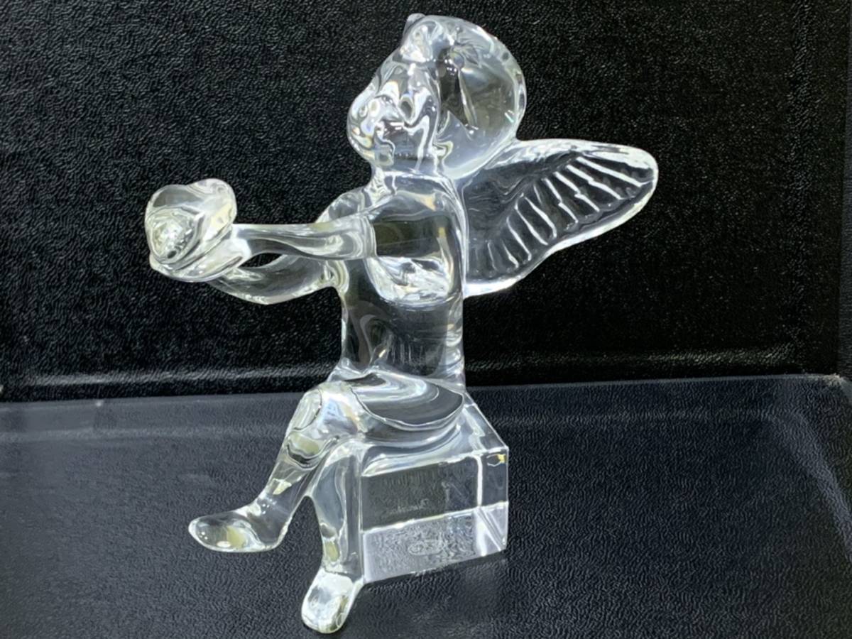 C4288 1円~ Baccarat バカラ ハートを持った天使 エンジェル クリスタルガラス オブジェ 置物 フィギュア 高さ約11㎝ 約307g